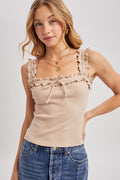 Square Neck Ruffled Strap Cami