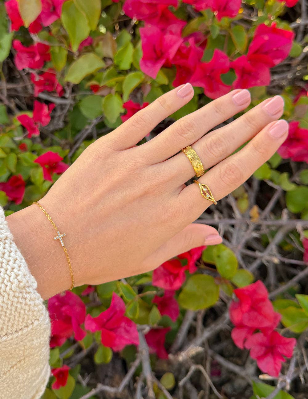 Dainty Gem Cross Link Bracelet