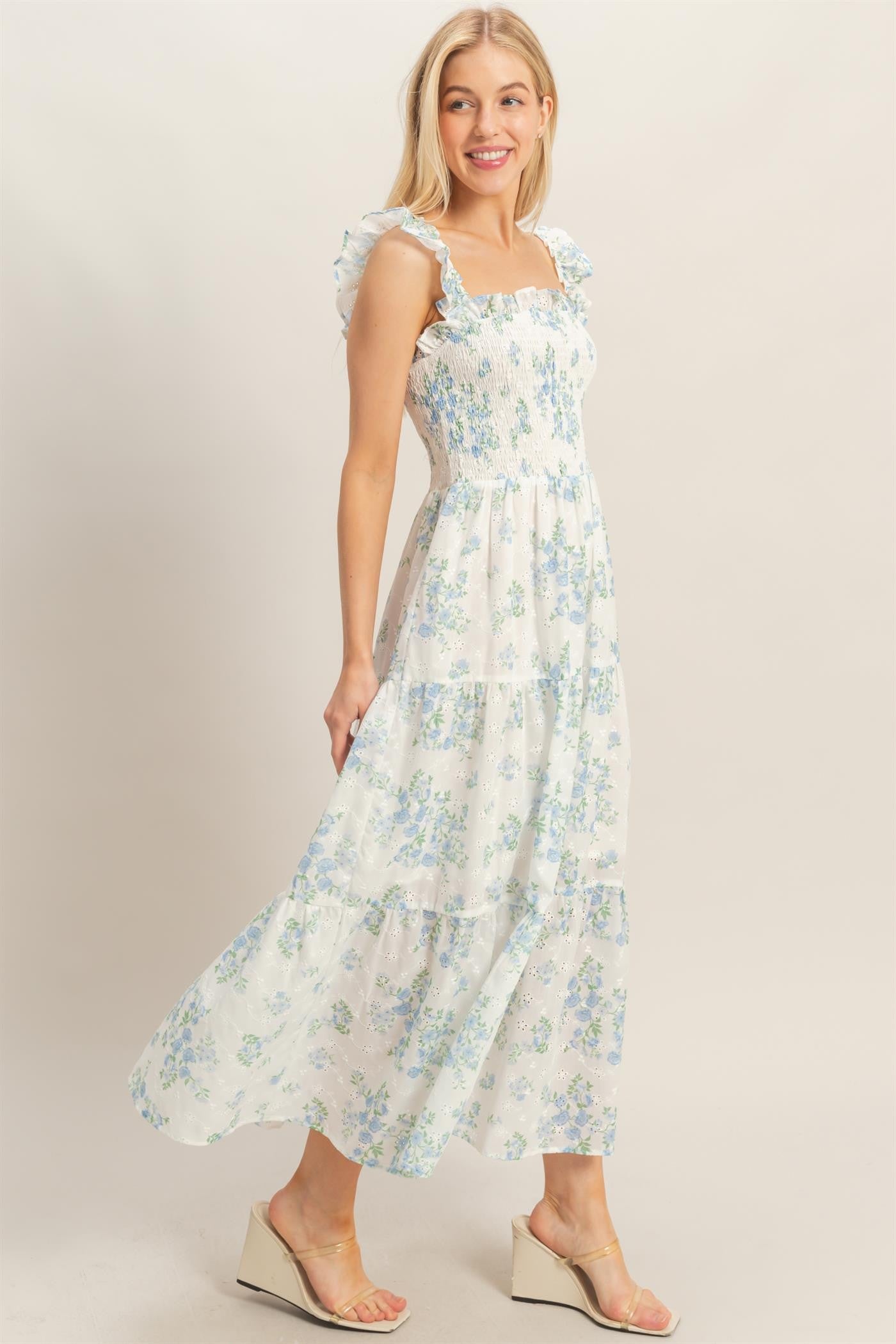 Smocked Floral Ruffle Strap Dress - Tiered Summer Dress | Ashley Grace Boutique Ashley Grace Boutique Smocked Floral Ruffle Strap Dress - Tiered Summer Dress | Ashley Grace Boutique Ashley Grace Boutique