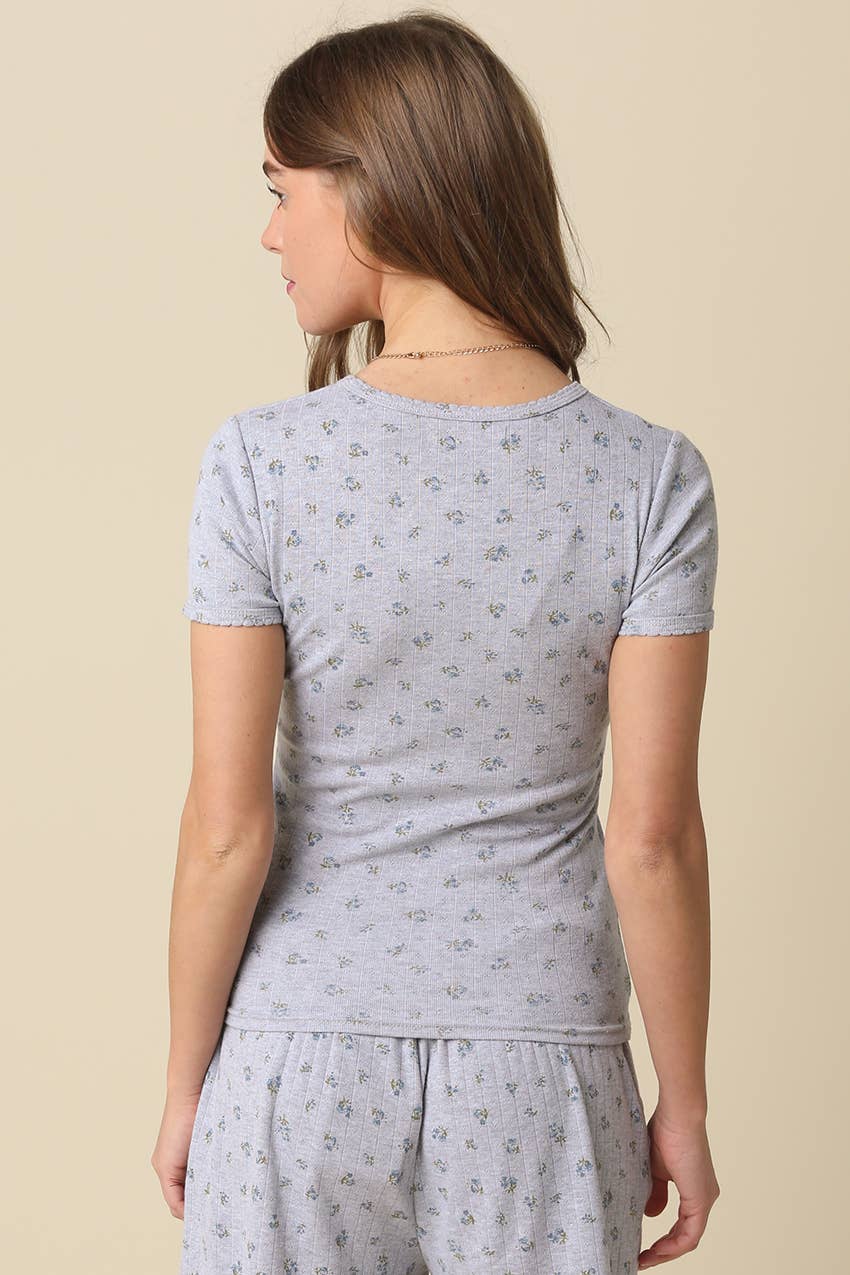 Kira Floral Ribbed Tee