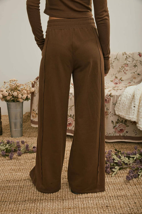 Brown Side Panel Knit Lounge Pants