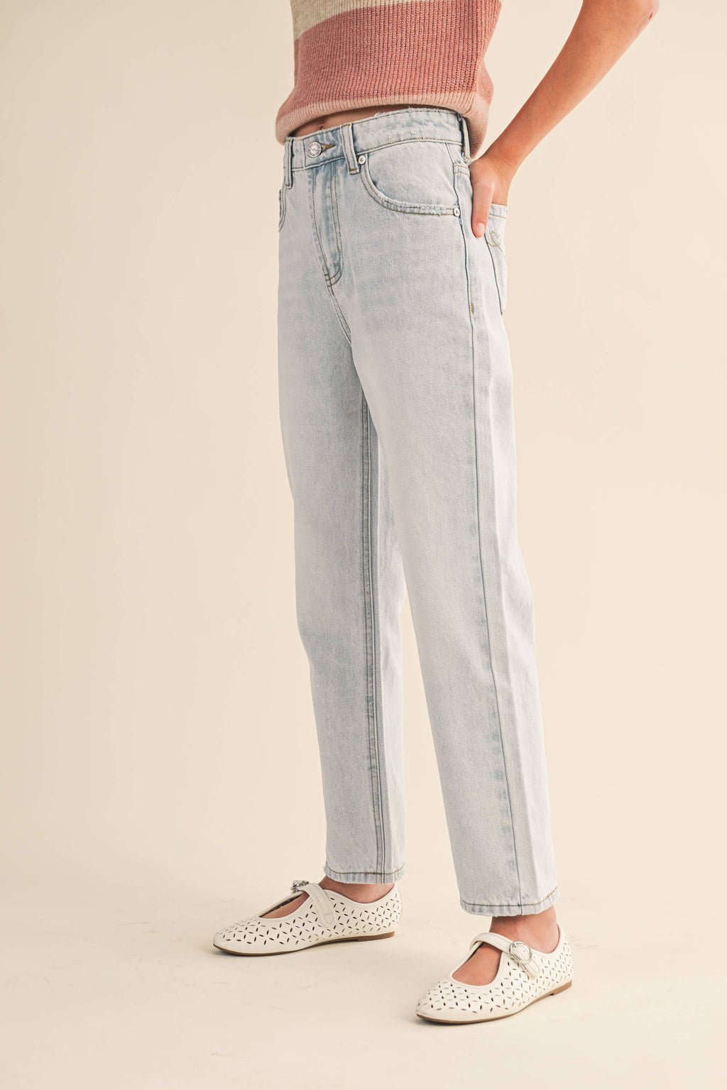 GIRLS STRAIGHT LEG DENIM PANTS