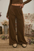 Brown Side Panel Knit Lounge Pants