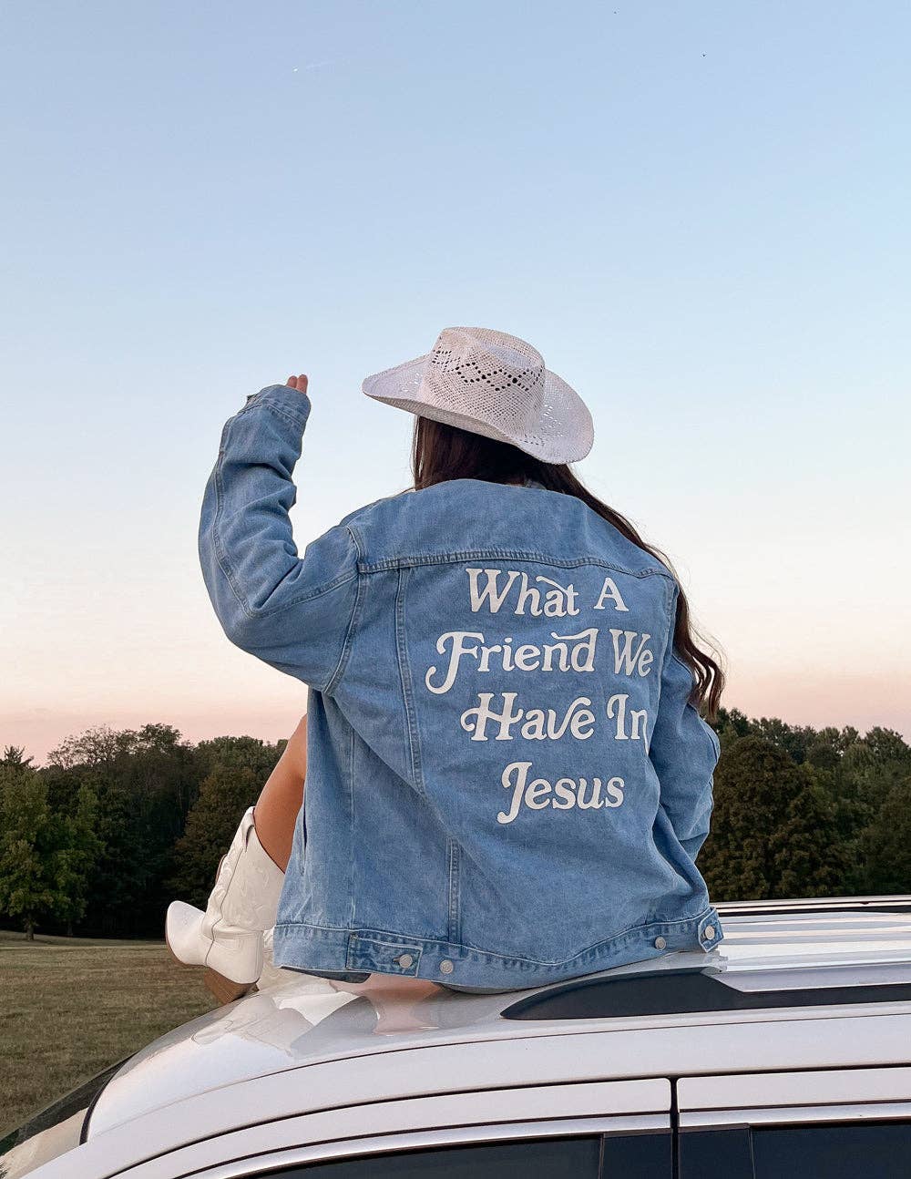 What a Friend In Jesus Denim Jacket ****PREORDER****