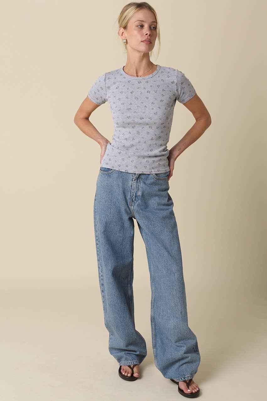 Kira Floral Ribbed Tee