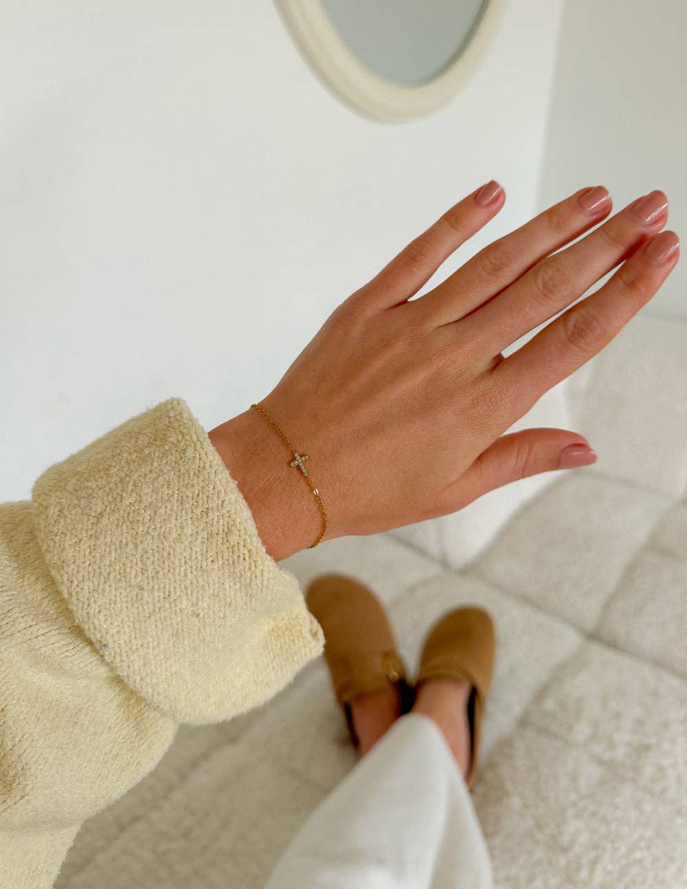 Dainty Gem Cross Link Bracelet